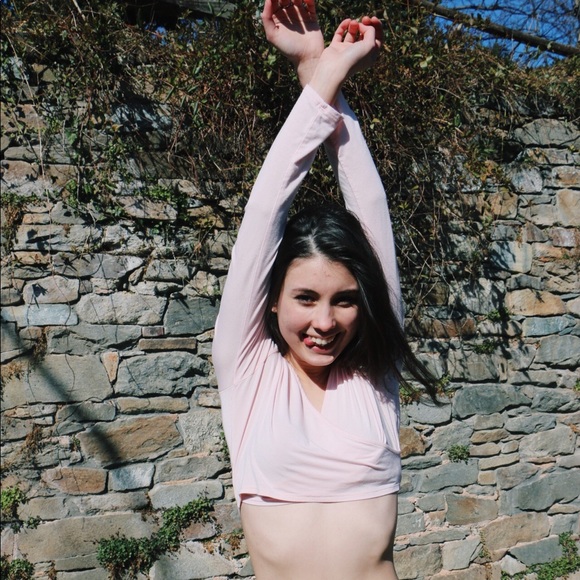 Forever 21 // Light Pink Long Sleeve Wrap Top - Picture 4 of 5